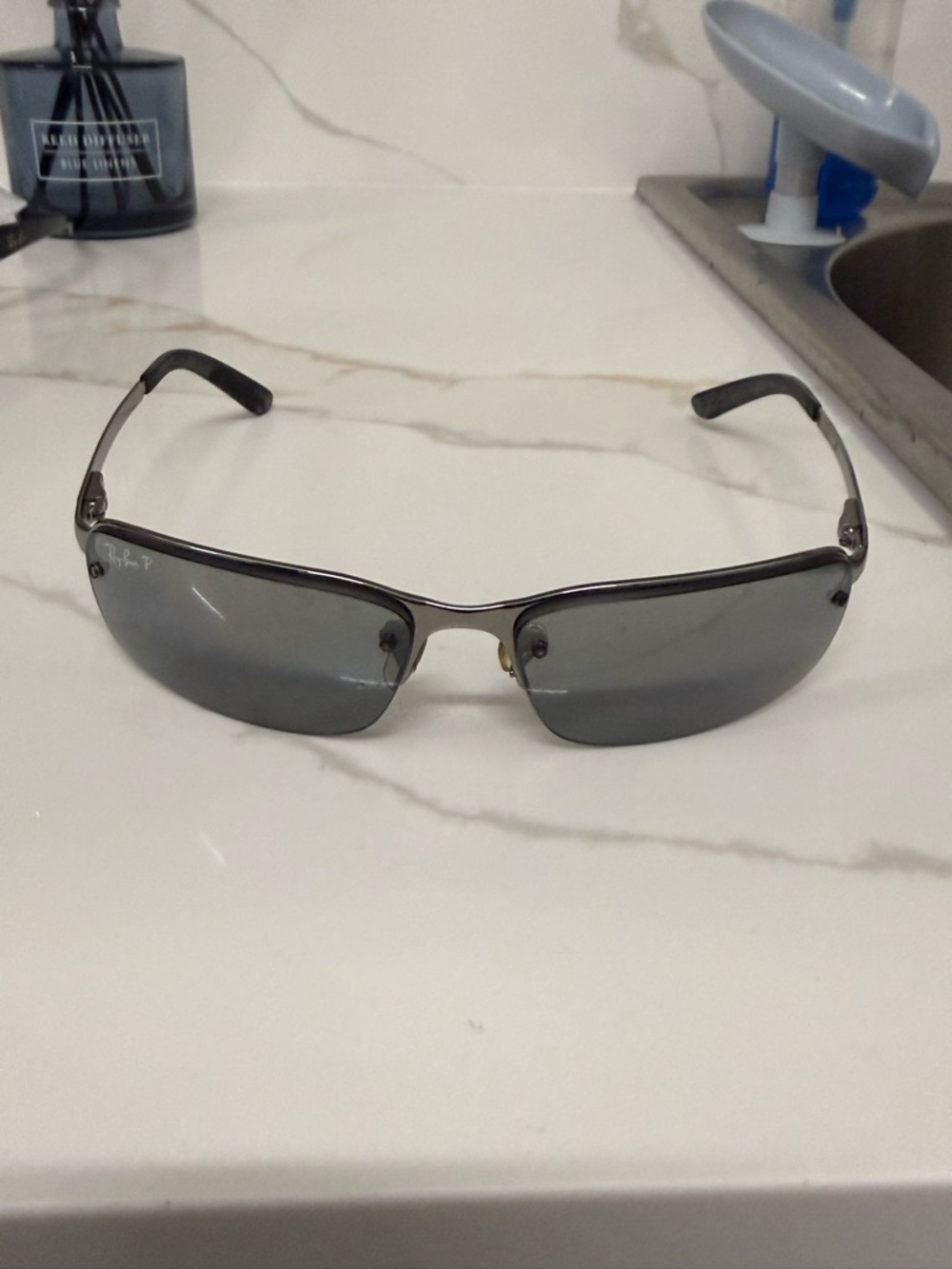Ray-Ban Polarized Half-Rim Sunglasses - Smoke Lenses